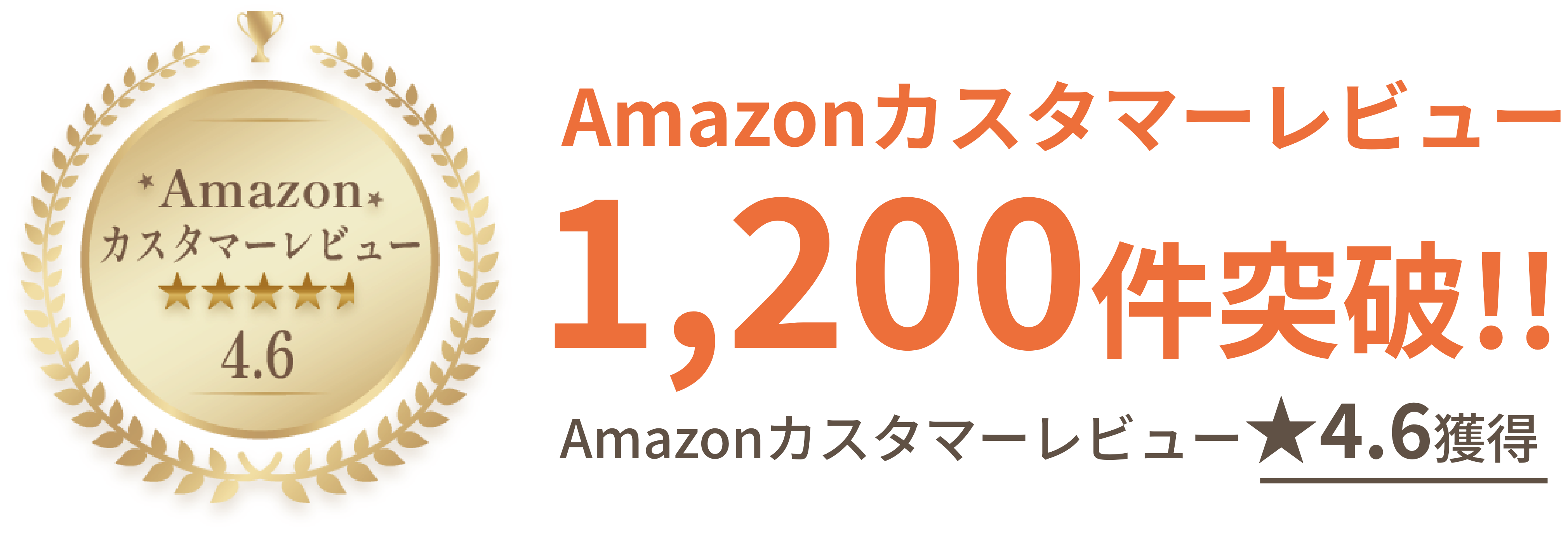 Amazonカスタマーレビュー1,200件突破！
                    ☆4.5